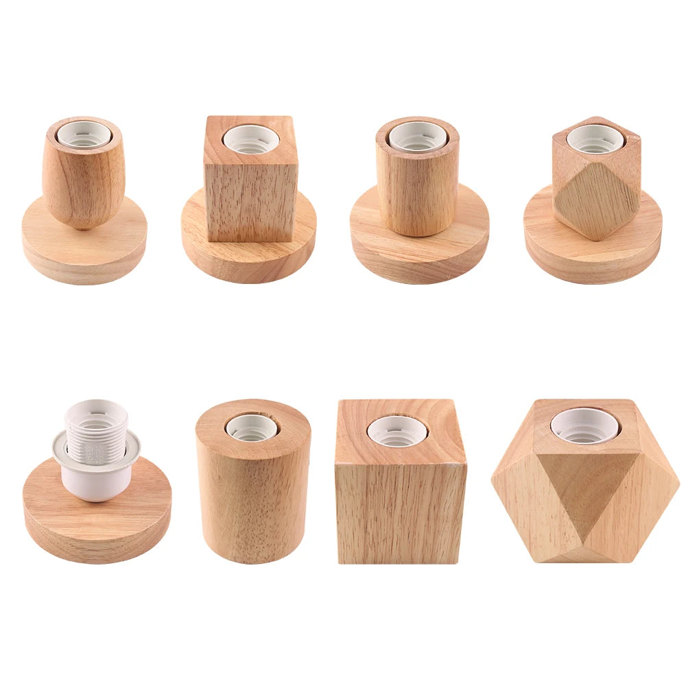 Socle Lampe Bois Vintage E27 avec Interrupteur - lampechevetdesign.com