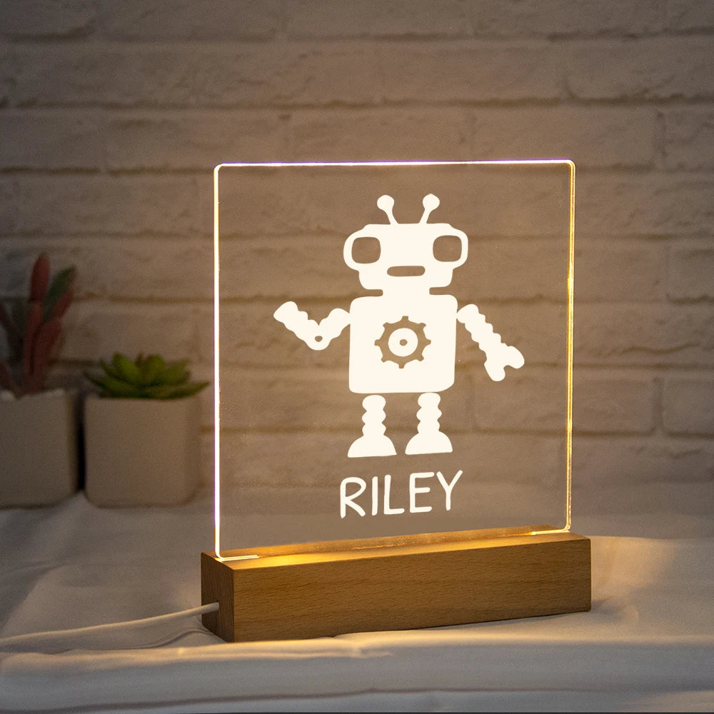 Lampe de Chevet Personnalisée Robot LED - lampechevetdesign.com