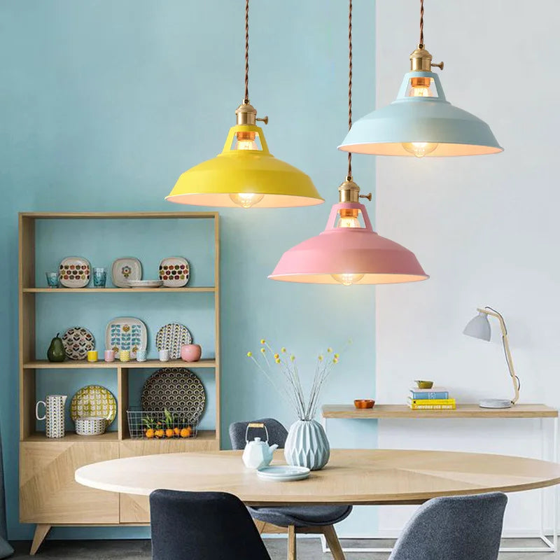 Pendant Light Retro Industrial Colorful Restaurant Kitchen Home Ceiling Lamp Vintage Hanging Light Lampshade Decorative Lamps - lampechevetdesign.com