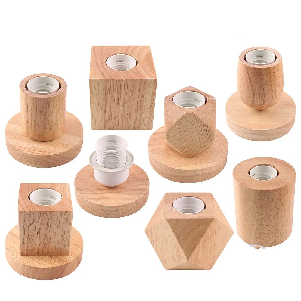 Socle Lampe Bois Vintage E27 avec Interrupteur - lampechevetdesign.com