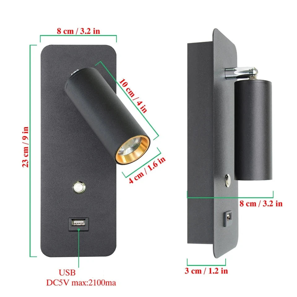 Lampe de chevet Murale LED avec Chargeur à Induction - lampechevetdesign.com