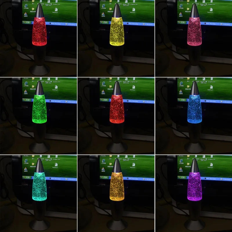 Lampe de Chevet Mini Fusée à Lave avec Paillettes LED - lampechevetdesign.com