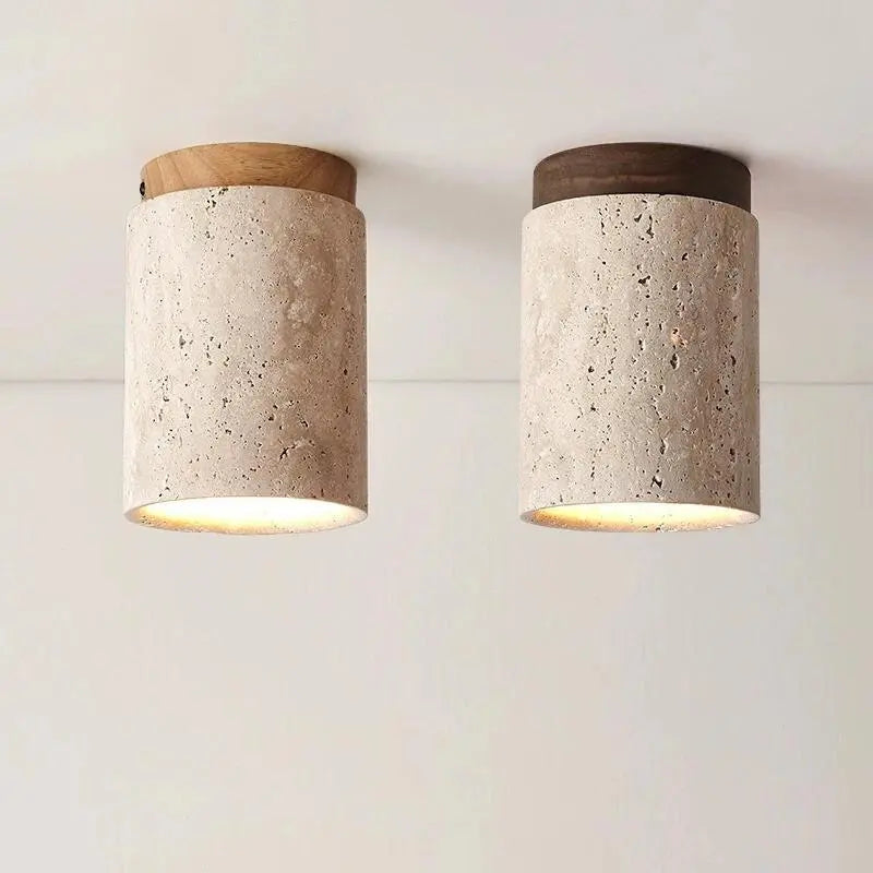 Lampe de Chevet Plafond LED en Pierre Japonaise - lampechevetdesign.com