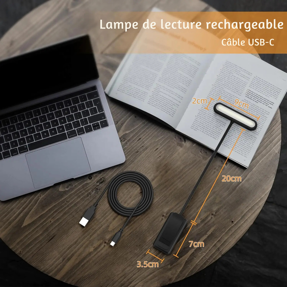 Lampe de Chevet de Lecture à Pince Rechargeable LED - lampechevetdesign.com