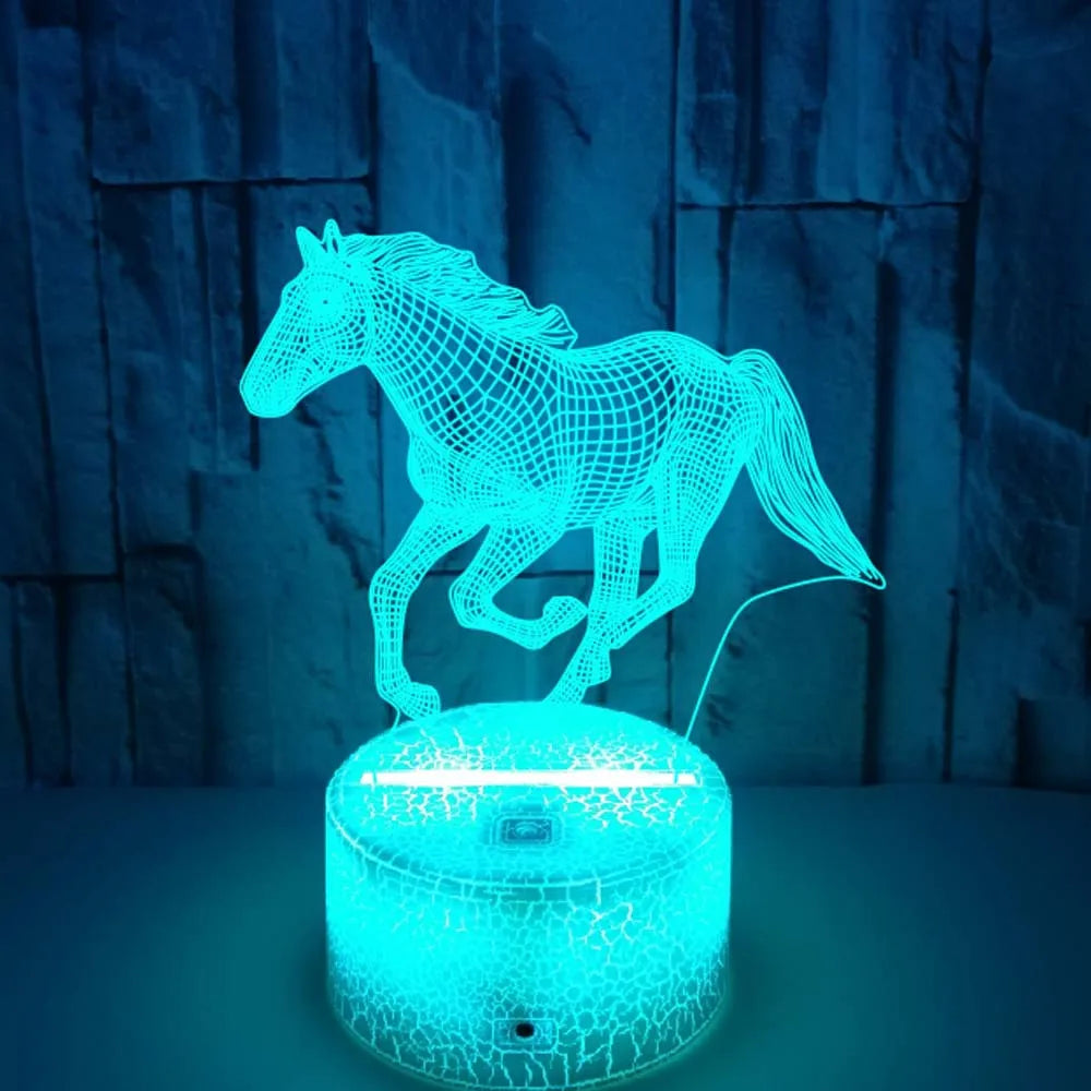 Lampe de chevet 3D LED Cheval - lampechevetdesign.com