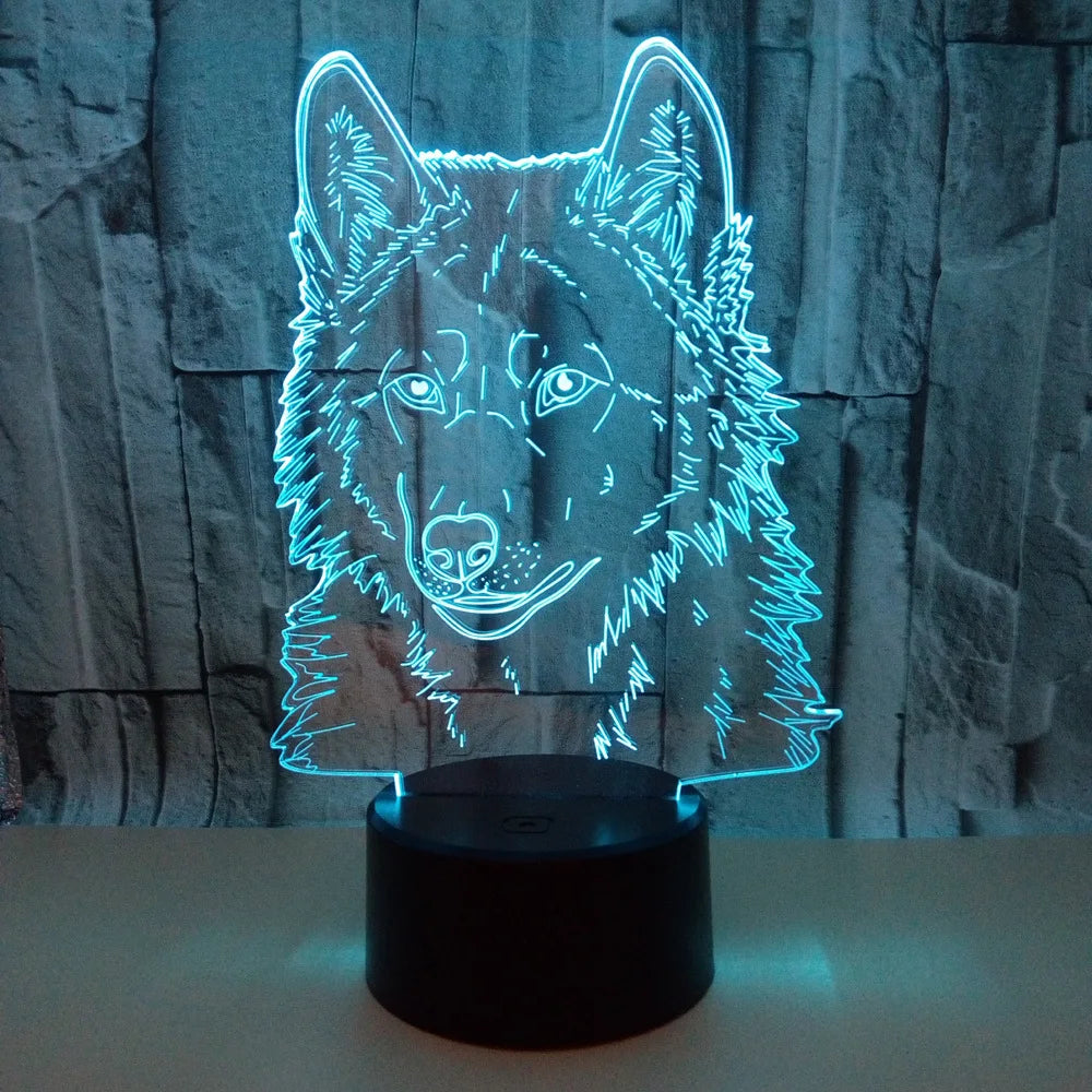 Lampe de Chevet Loup de Nuit 3D pour Enfants - lampechevetdesign.com
