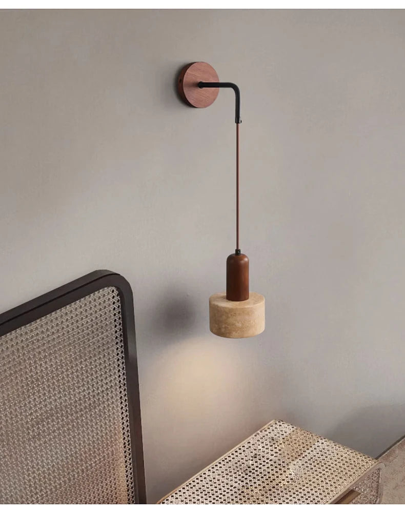 Lampe de chevet Murale Ajustable en Marbre Travertin - lampechevetdesign.com