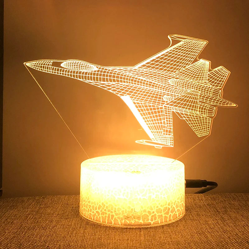 Lampe de chevet 3D LED Avion Bateau Fusée - lampechevetdesign.com