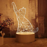 Lampe de chevet 3D LED Design Chat - lampechevetdesign.com