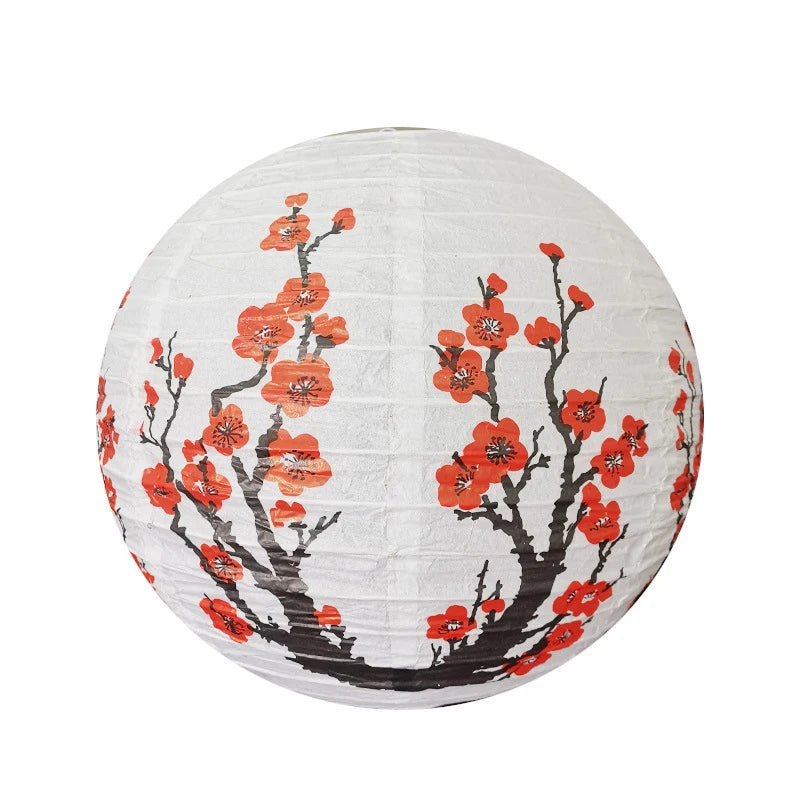 Abat-Jour Lanterne Ronde en Papier Fleurs de Cerisier - lampechevetdesign.com