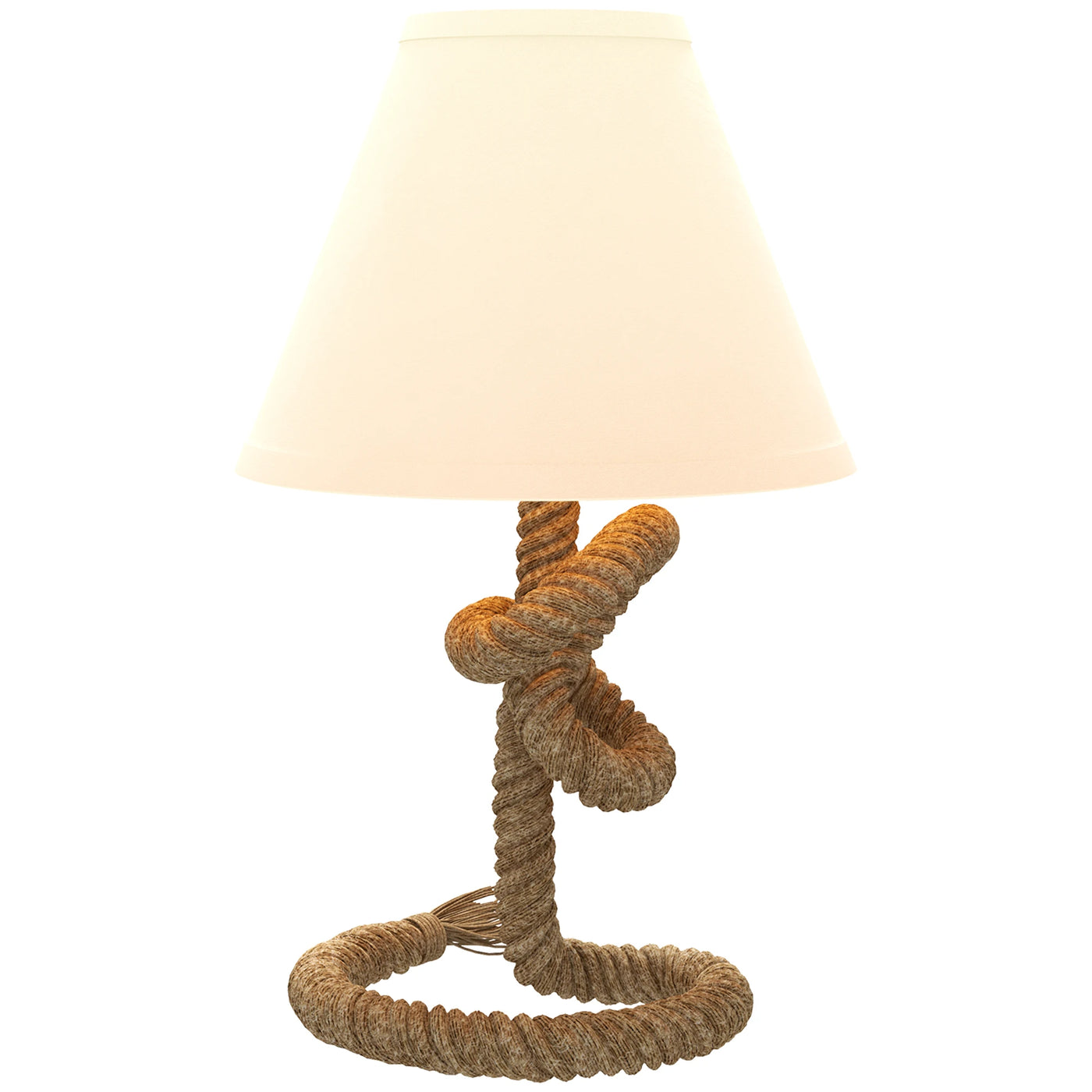 Lampe de Chevet Rustique Corde Abat-jour Tissu - lampechevetdesign.com