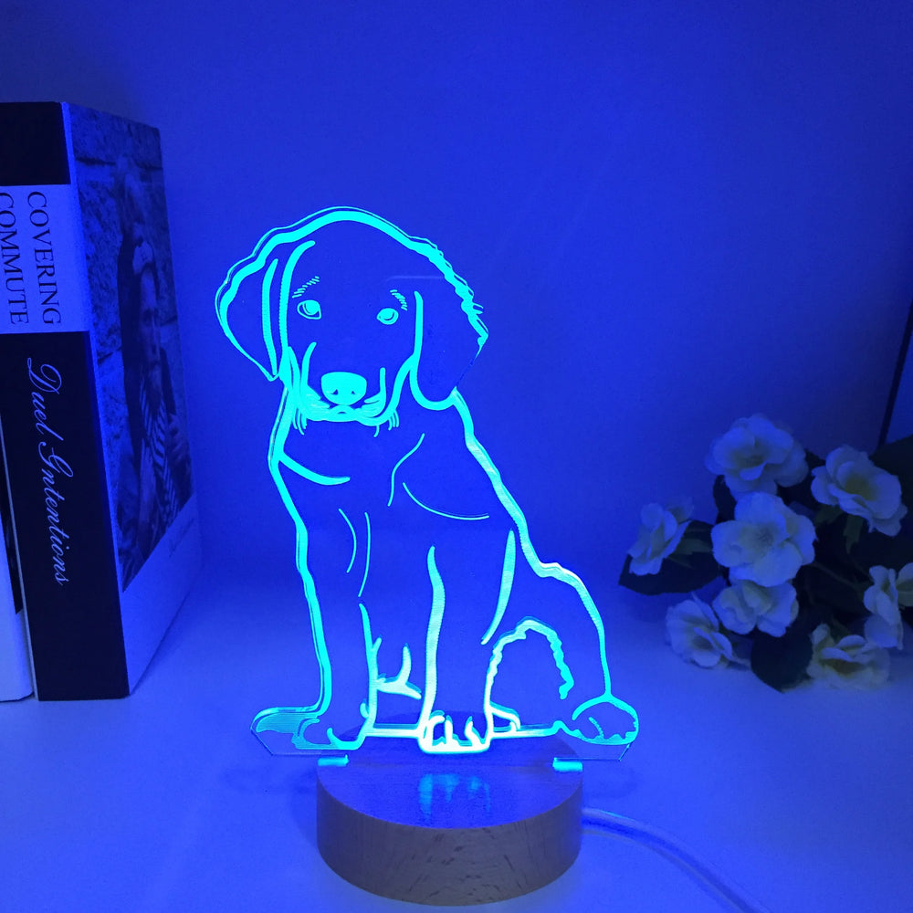 Lampe de Chevet 3D Chien en Bois - lampechevetdesign.com