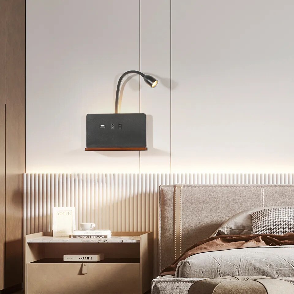 Lampe de chevet Tactile Murale Chargeur de Téléphone - lampechevetdesign.com