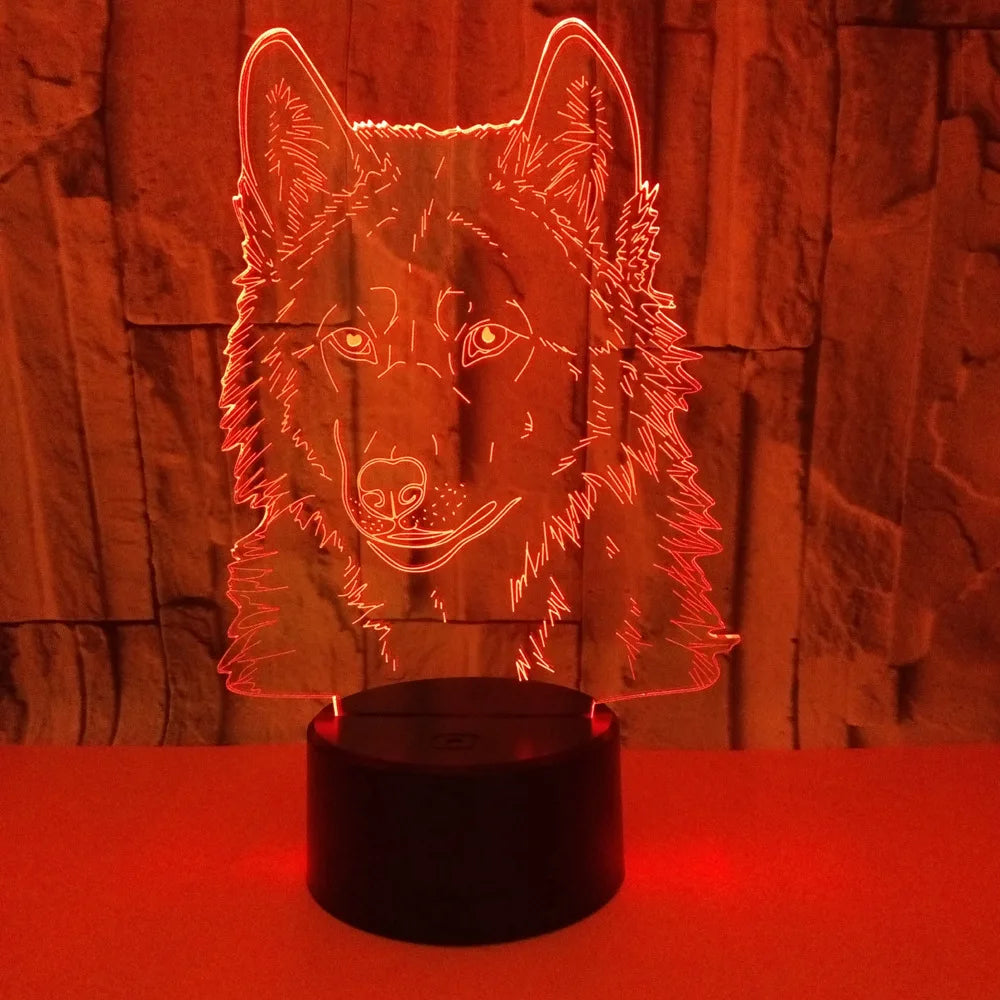 Lampe de Chevet Loup de Nuit 3D pour Enfants - lampechevetdesign.com