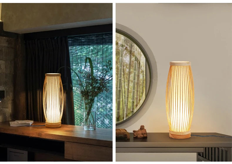 Lampe de Chevet Japonaise Zen en Bambou - lampechevetdesign.com