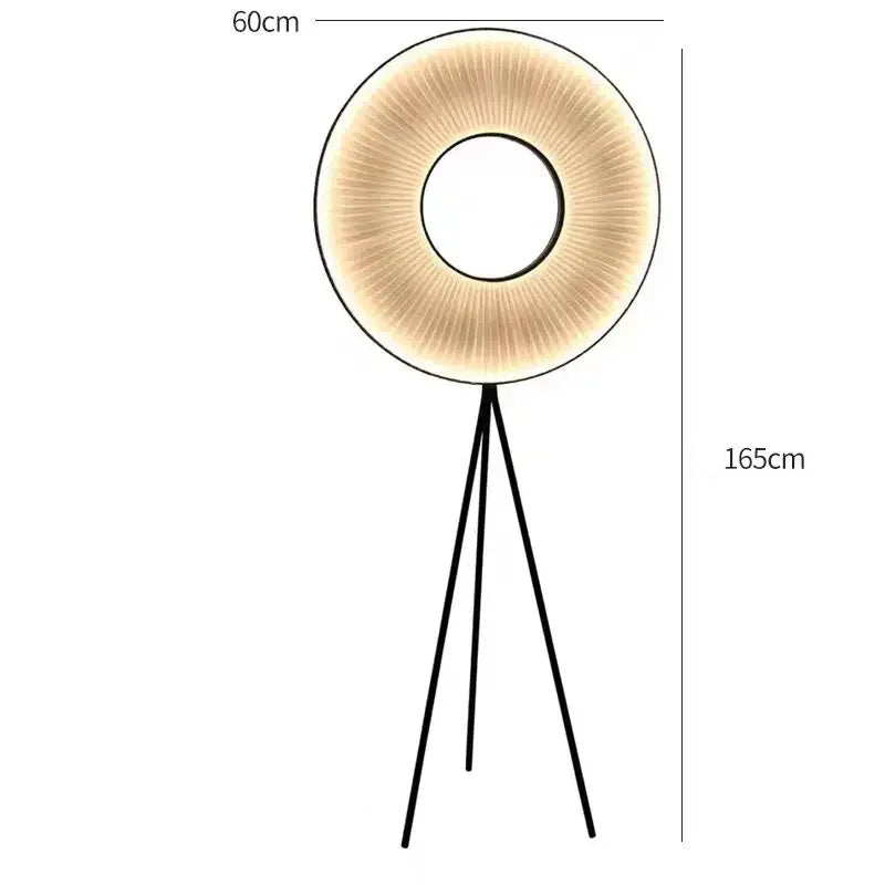 Dimensions du lampadaire rond sur trépied : hauteur 165 cm et diamètre 60 cm