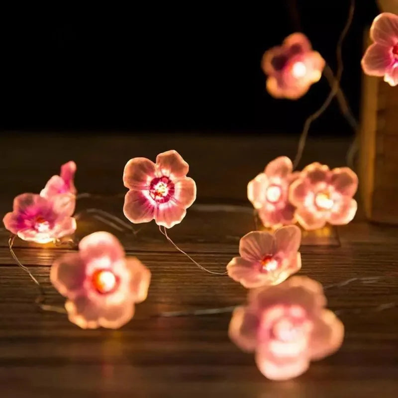 3M 30LEDS Cherry Blossom Fairy String Lights Pink Flower String Lamps Battery Powered For Outdoor Christmas Garland Decoration - lampechevetdesign.com