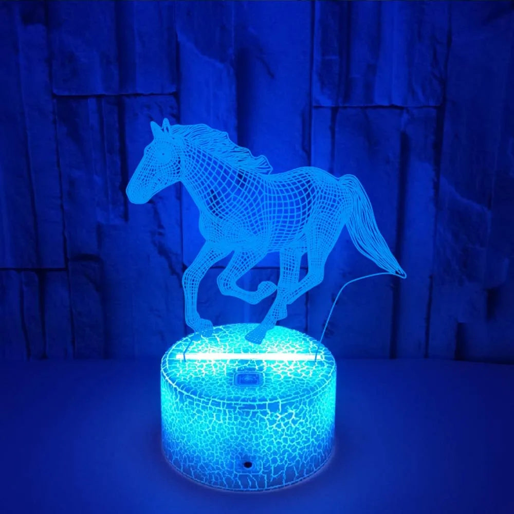 Lampe de chevet 3D LED Cheval - lampechevetdesign.com