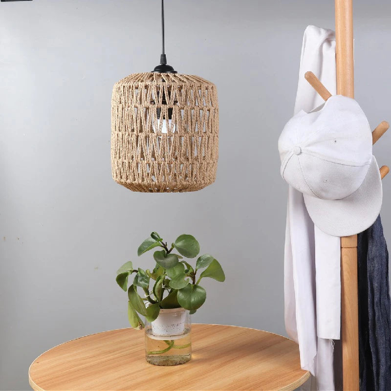 Abat-jour en Rotin pour Lampe de Chevet Suspendue - lampechevetdesign.com