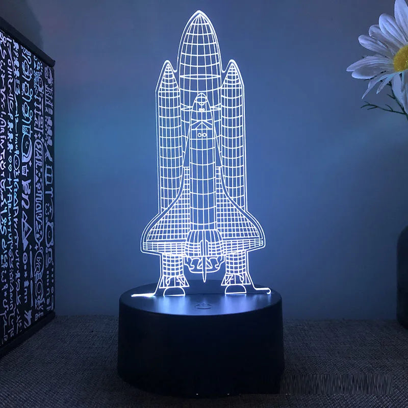 Lampe de chevet 3D LED Avion Bateau Fusée - lampechevetdesign.com