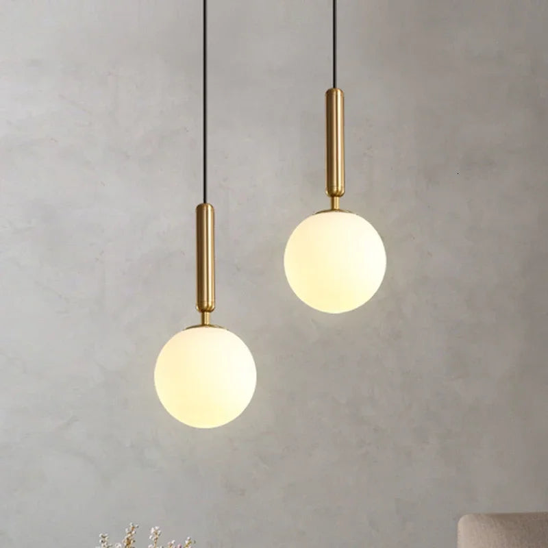 Modern Pendant Lamp Luxurious Gold Glass Ball Lampshade Hanging Lights Fixtures For Dining Room Bedroom Decoration Lighting - lampechevetdesign.com