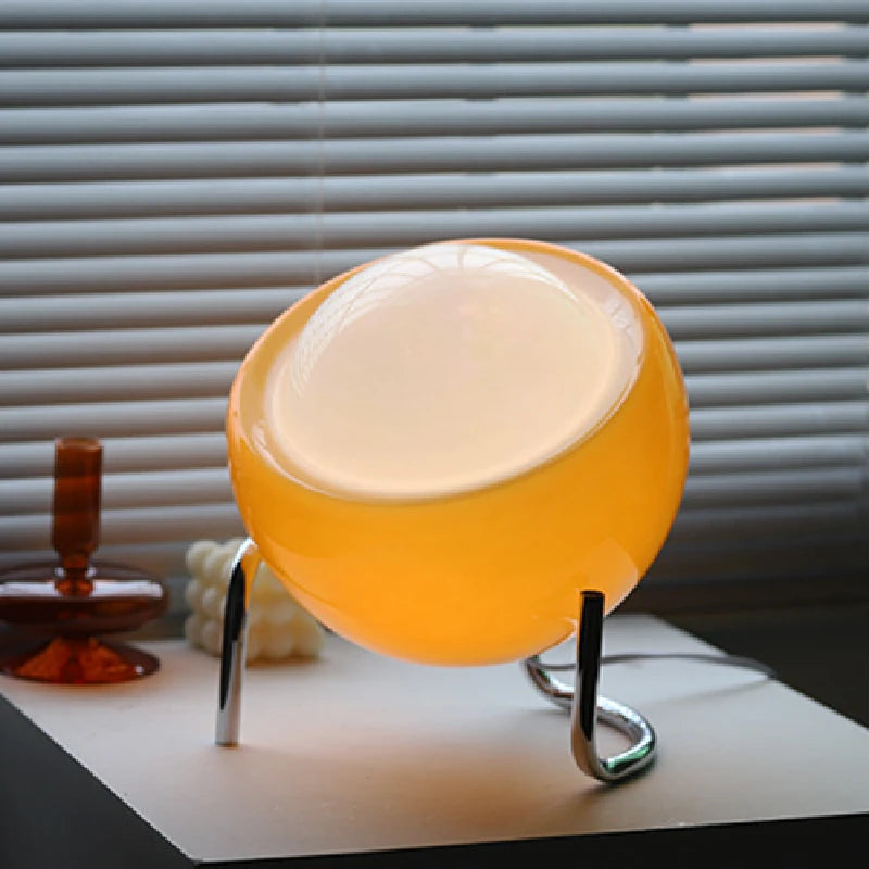 Lampe de Chevet Médiévale en Verre Orange