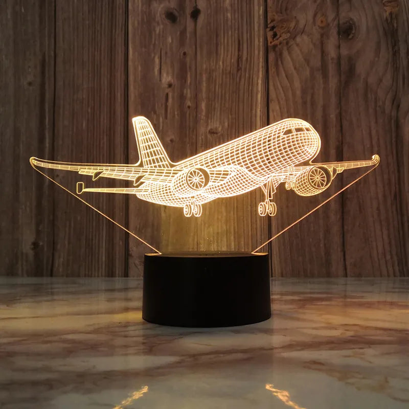 Lampe de chevet 3D Tactile Avion - lampechevetdesign.com