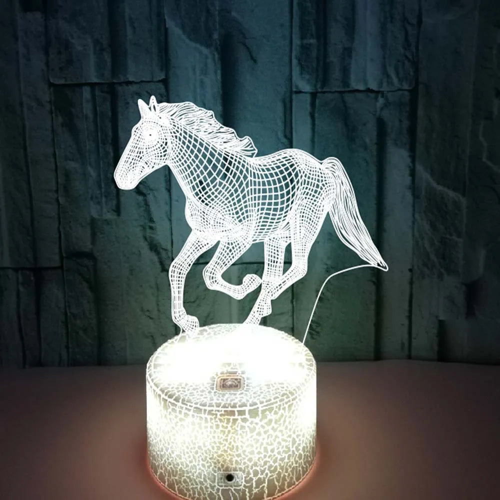 Lampe de chevet 3D LED Cheval - lampechevetdesign.com