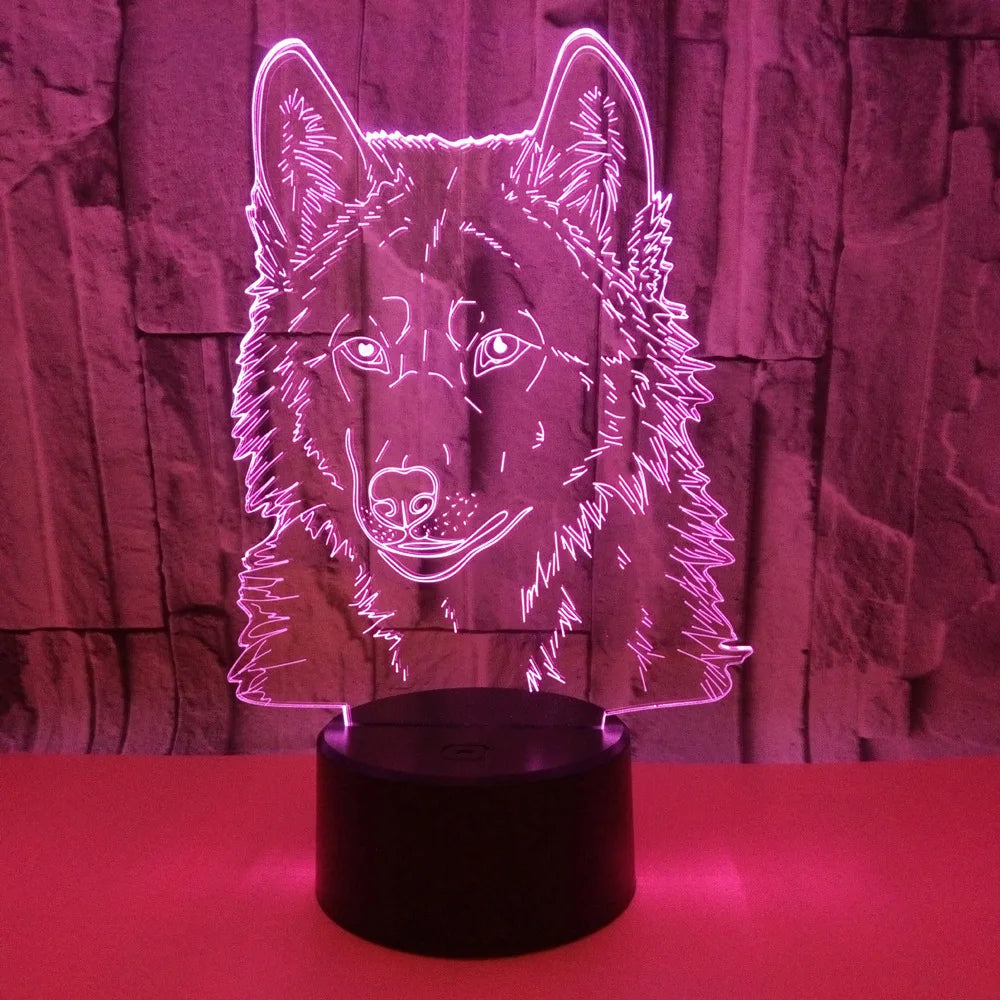 Lampe de Chevet Loup de Nuit 3D pour Enfants - lampechevetdesign.com
