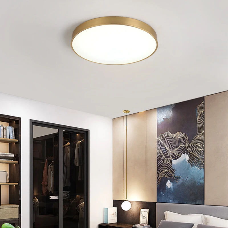 Lampe de Chevet Plafonnier LED Moderne Dorée Ronde - lampechevetdesign.com