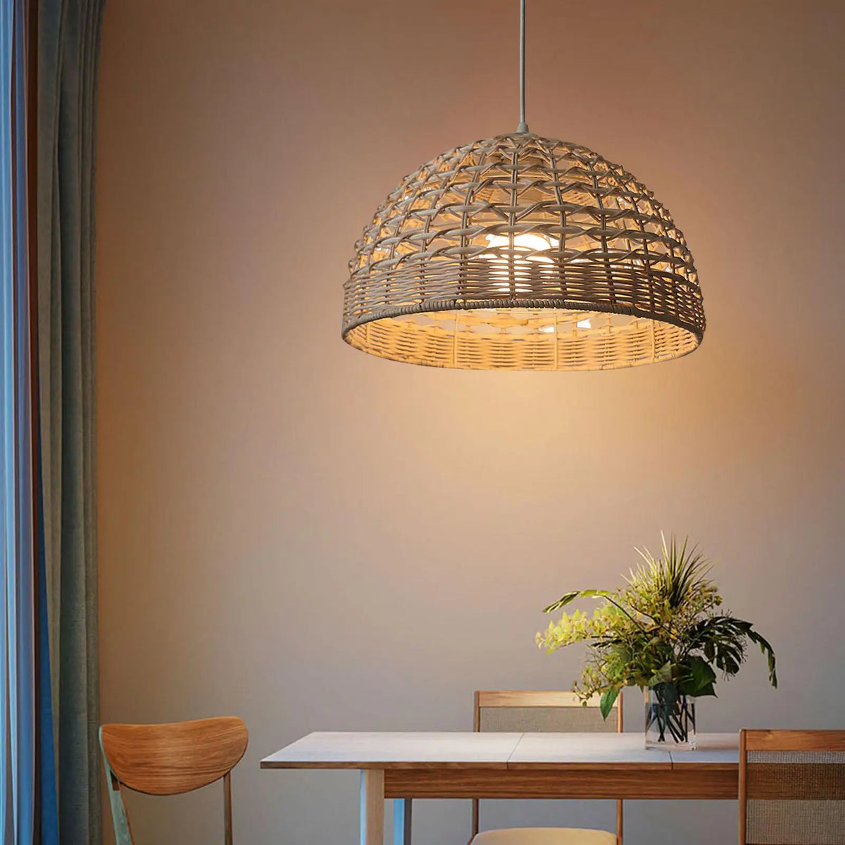 Abat-jour de Lustre en Rotin Tissé - lampechevetdesign.com