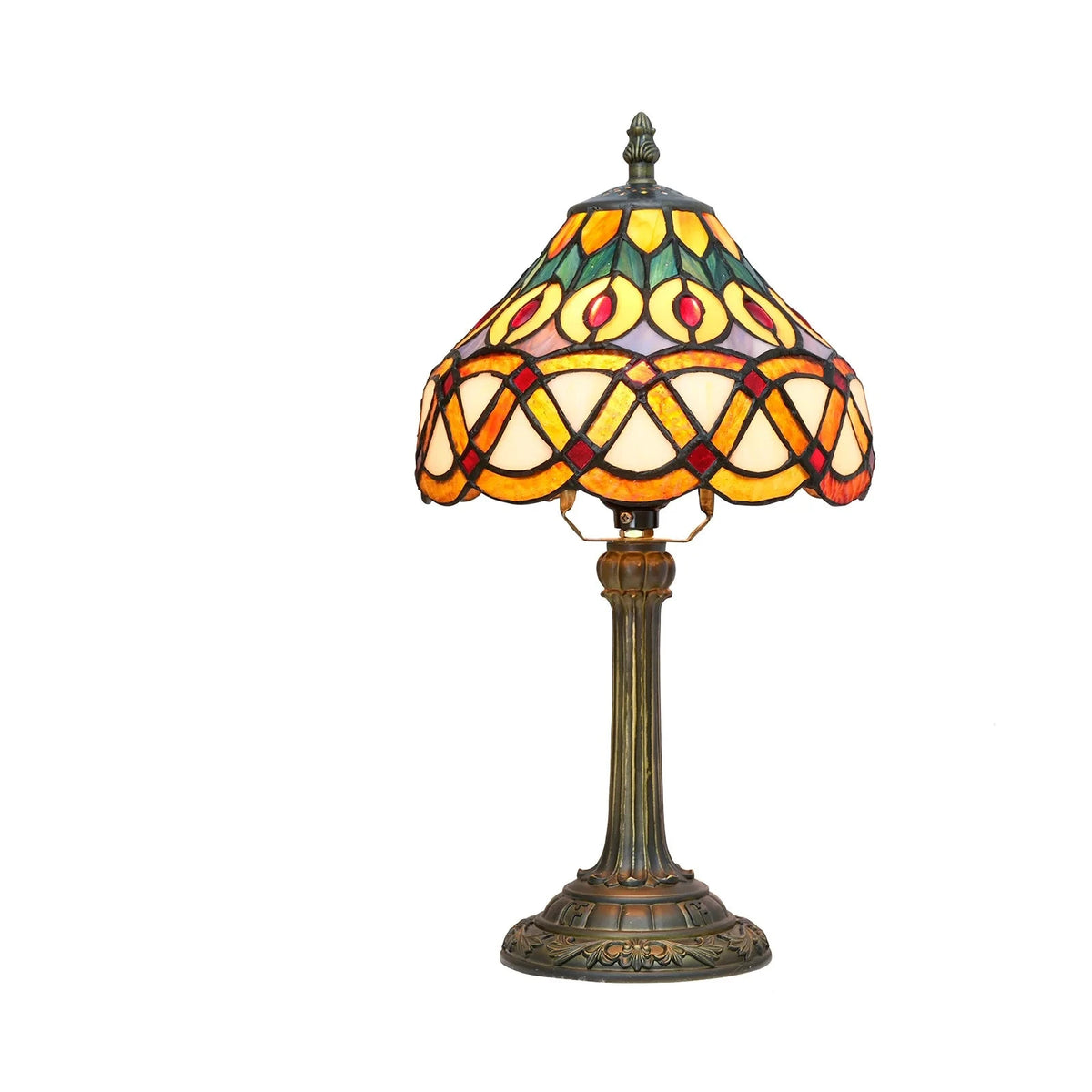 Lampe de chevet Tiffany en Verre Vitrail avec Motif - lampechevetdesign.com