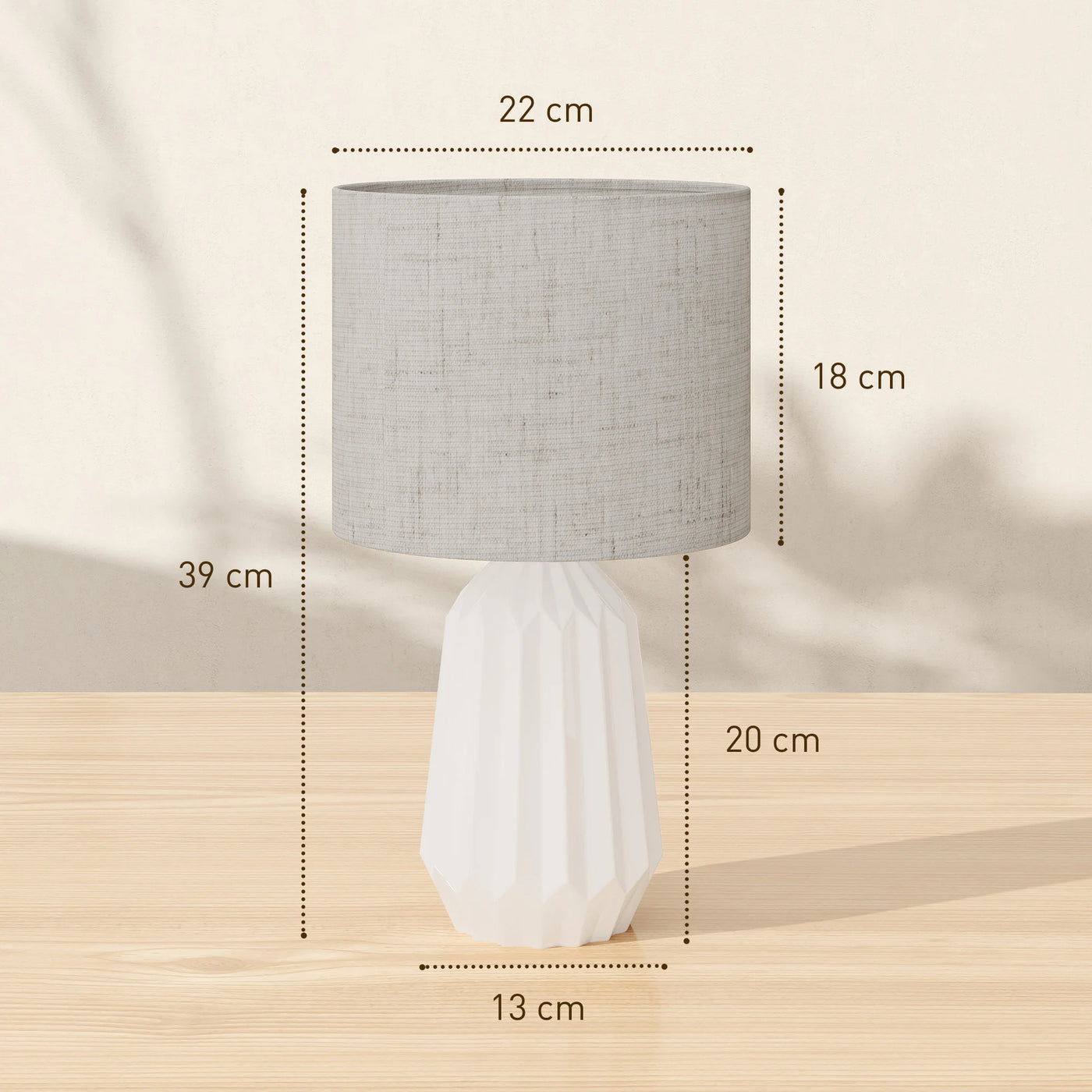 Lampe de Chevet Rétro en Céramique avec Abat-jour Lin Beige - lampechevetdesign.com