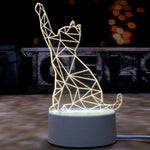 Lampe de chevet 3D LED Design Chat - lampechevetdesign.com