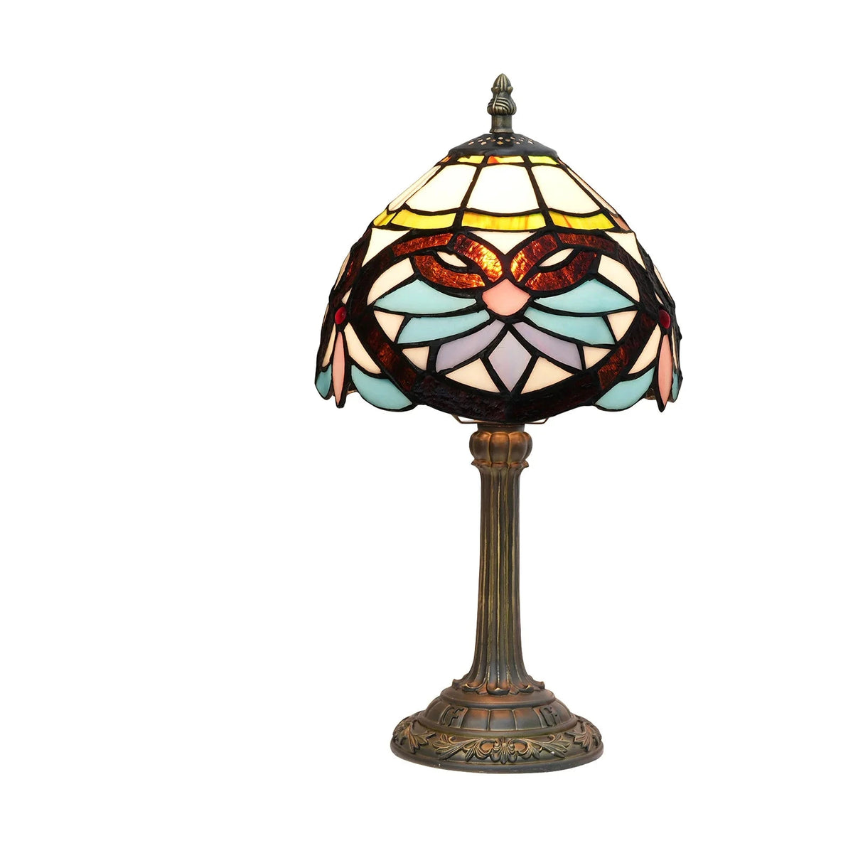 Lampe de chevet Tiffany en Verre Vitrail avec Motif - lampechevetdesign.com