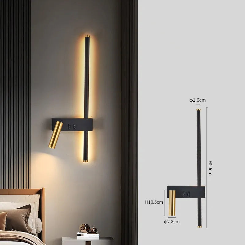 Lampe de Chevet Murale Luxueuse Élégante Noir et Or