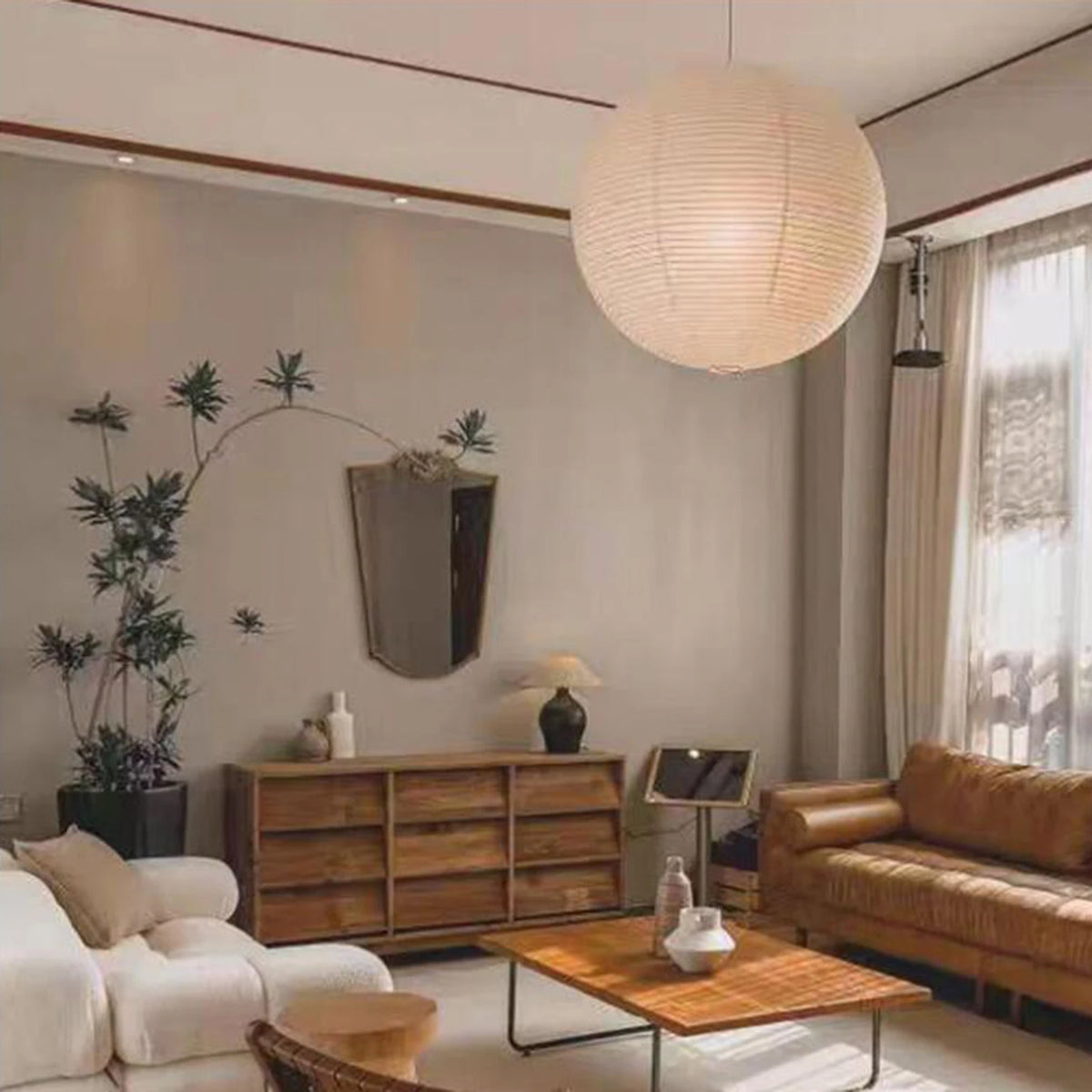 Abat-jour Lampe de Chevet Chinois Rond en Papier - lampechevetdesign.com