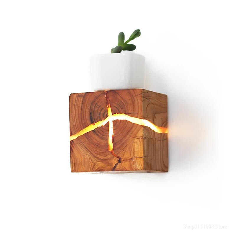 Lampe de chevet Murale Cube en Bois Moderne - lampechevetdesign.com