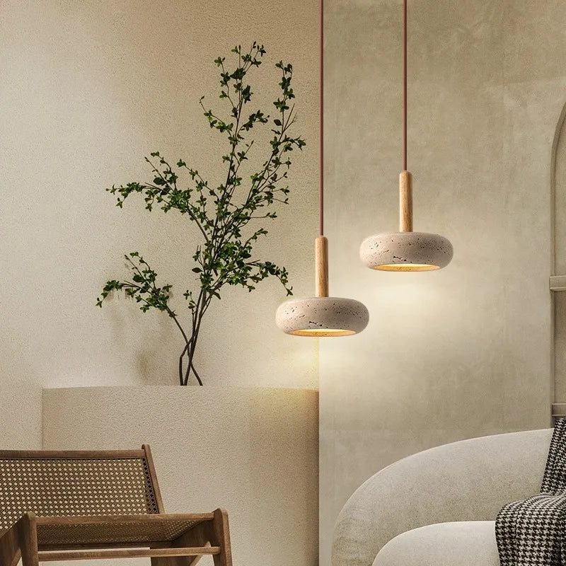 Lampe de chevet Suspendue à LED en Pierre - lampechevetdesign.com