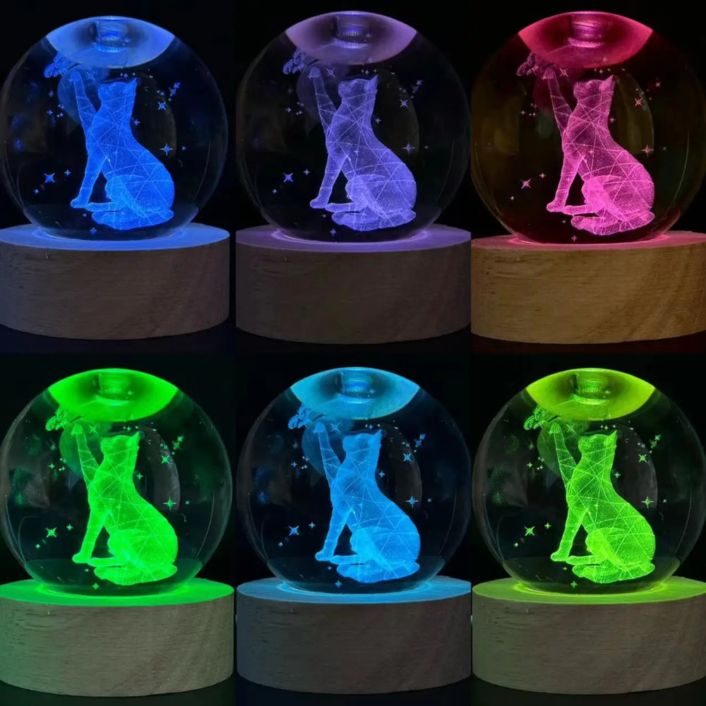 Lampe de chevet 3D Chat gravé au laser - lampechevetdesign.com