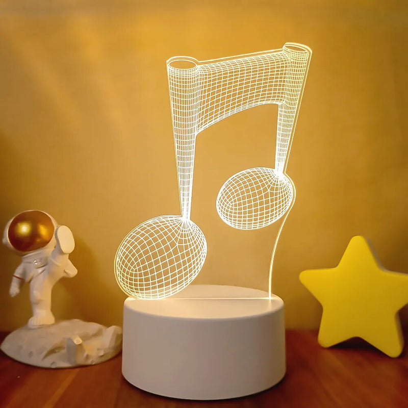 Lampe de chevet 3D LED Musicale - lampechevetdesign.com