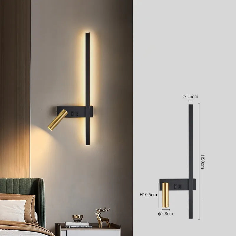 Lampe de Chevet Murale Luxueuse Élégante Noir et Or