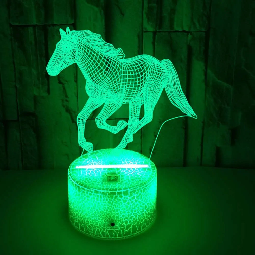 Lampe de chevet 3D LED Cheval - lampechevetdesign.com