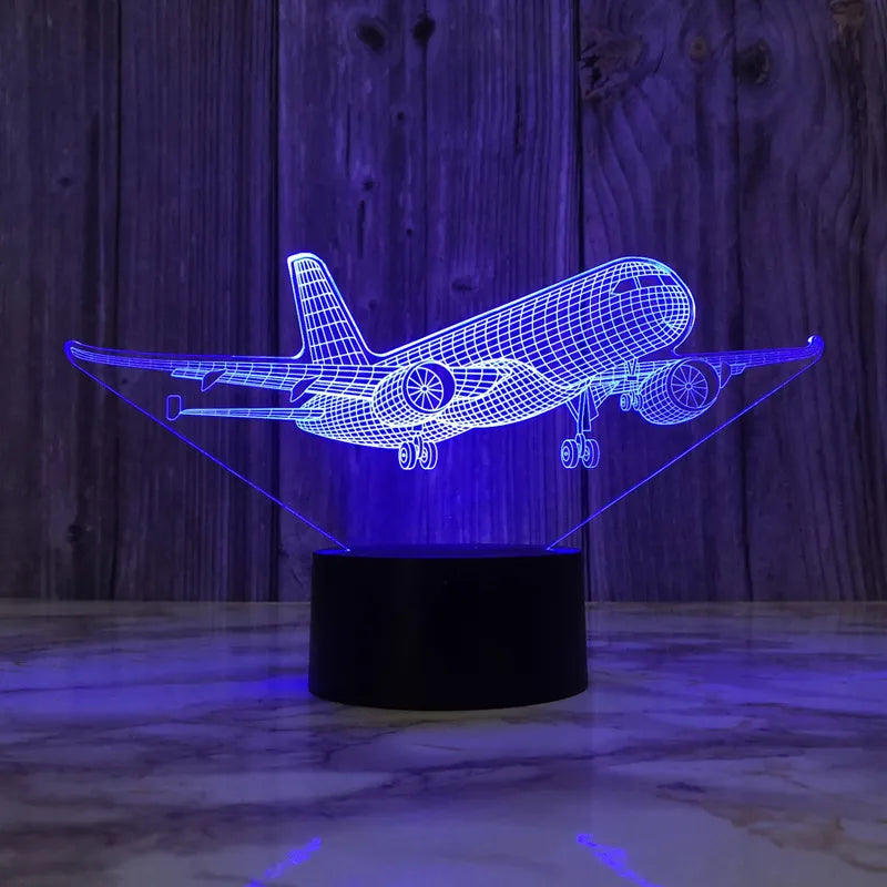 Lampe de chevet 3D Tactile Avion - lampechevetdesign.com