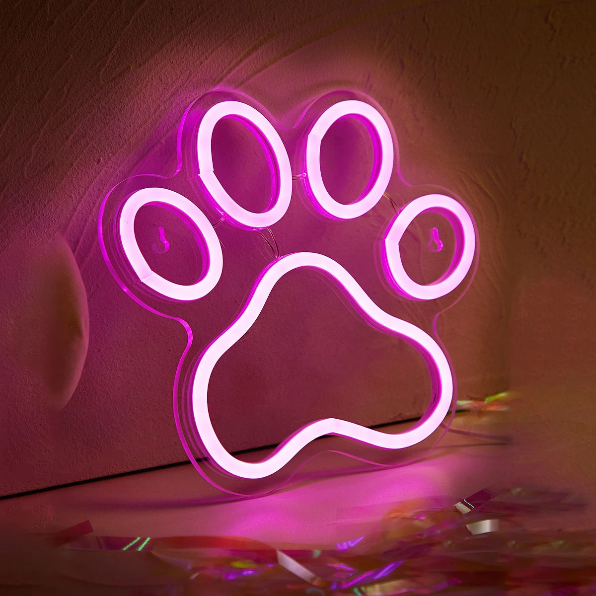 Lampe de Chevet Néon LED en Forme de Patte de Chien - lampechevetdesign.com