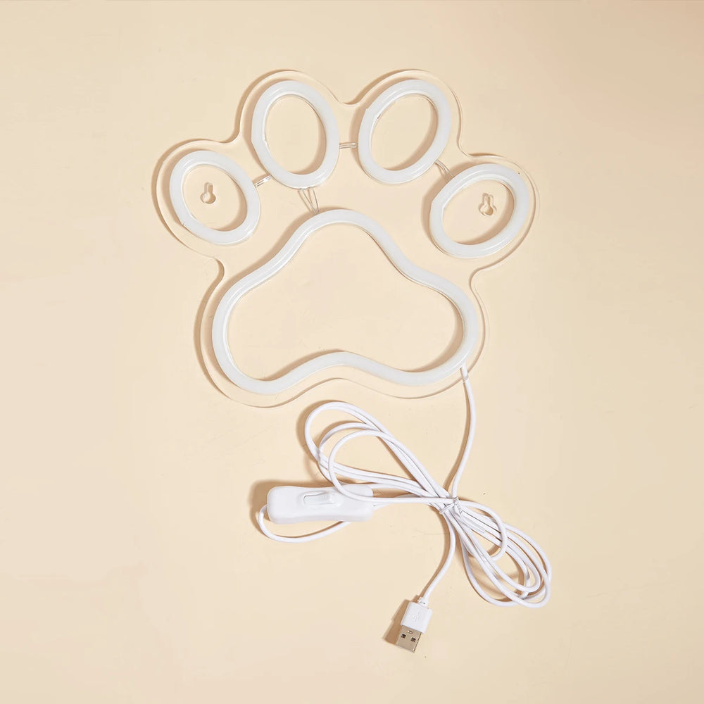 Lampe de Chevet Néon LED en Forme de Patte de Chien - lampechevetdesign.com