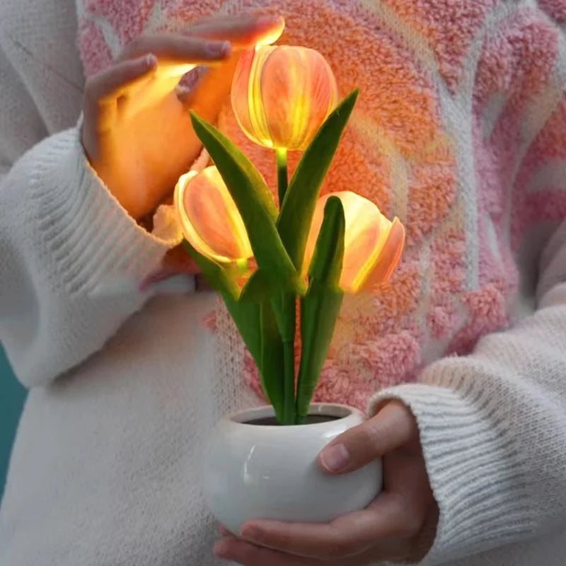 LED Tulip Lamp Night Simulation Flower Atmosphere Desk Light Room Table Decoration Lamp Gift for Girl friend - lampechevetdesign.com