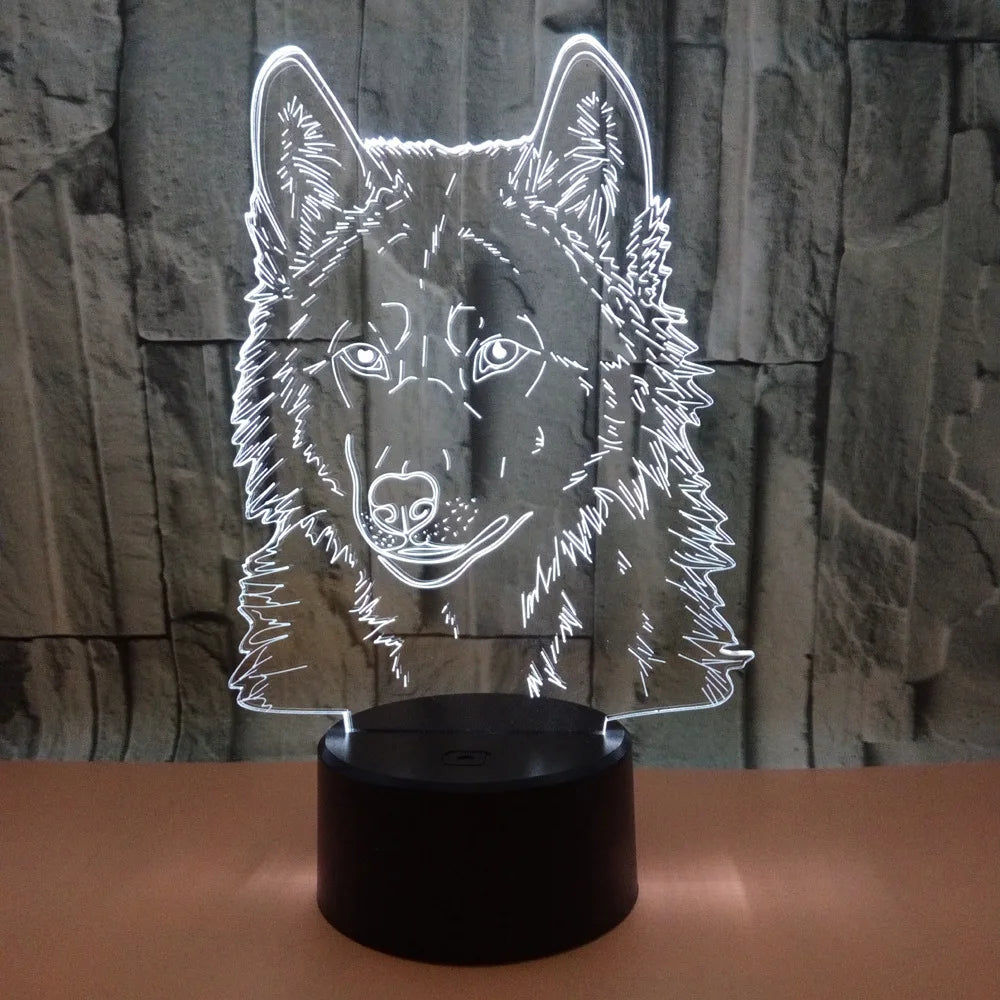 Lampe de Chevet Loup de Nuit 3D pour Enfants - lampechevetdesign.com