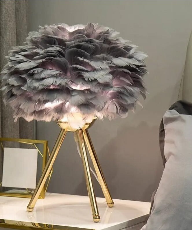 Lampe de chevet Plumes Douce - lampechevetdesign.com