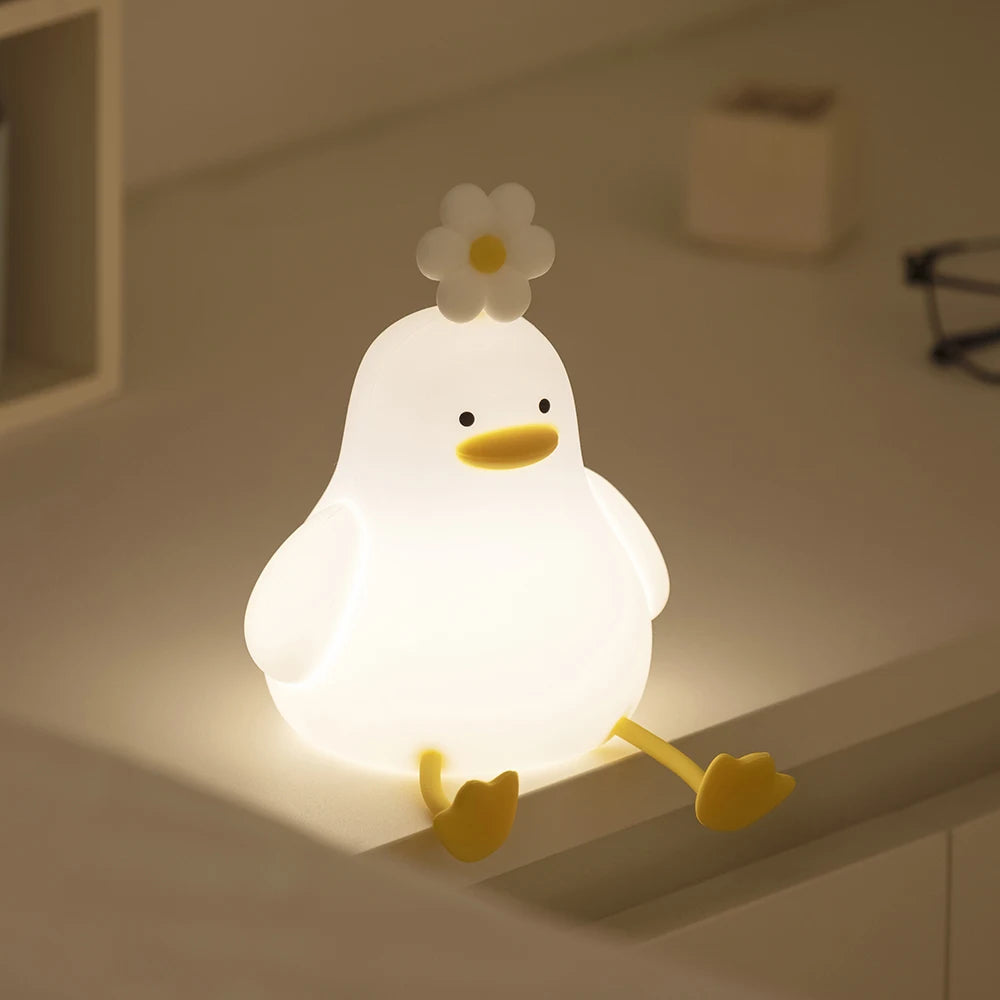 Cute Duck Led Night Light USB Rechargeable Nightlights Silicone Lamp Touch Switch Children Kid Bedroom Decoration Birthday Gift - lampechevetdesign.com